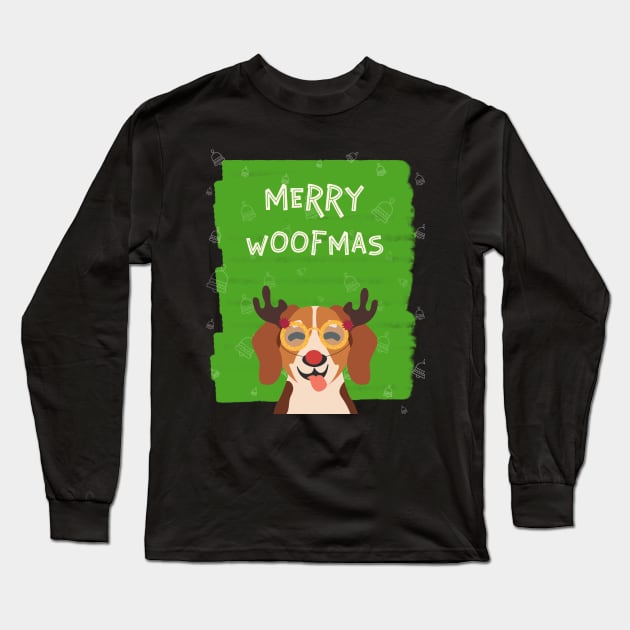 Merry Woofmas Cute Dog Christmas Long Sleeve T-Shirt by The Studio Style